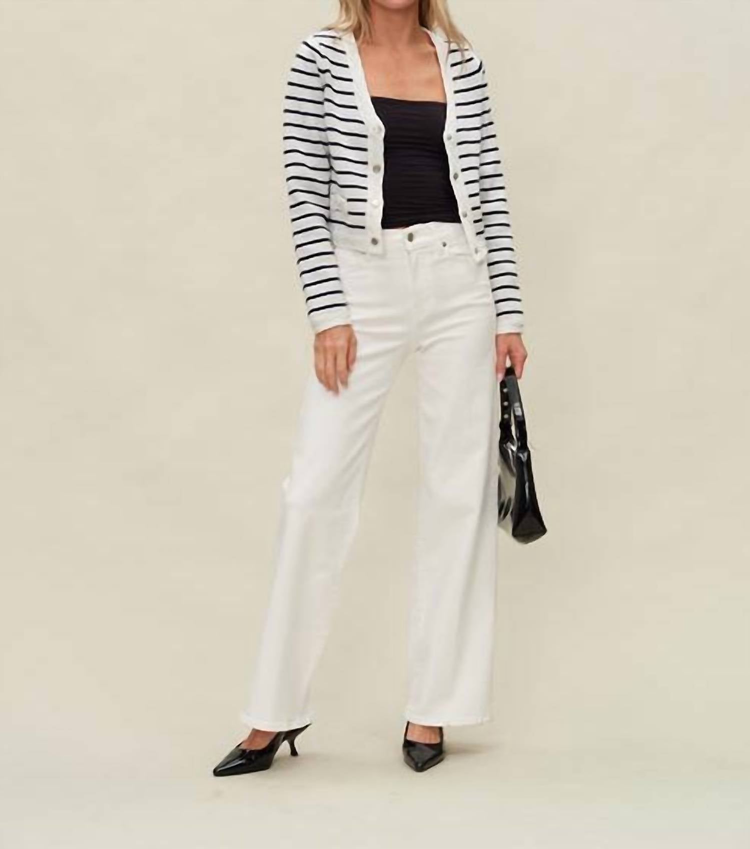 SIX/FIFTY Blaire Striped Cardigan in white navy - women's cardigan - view 5