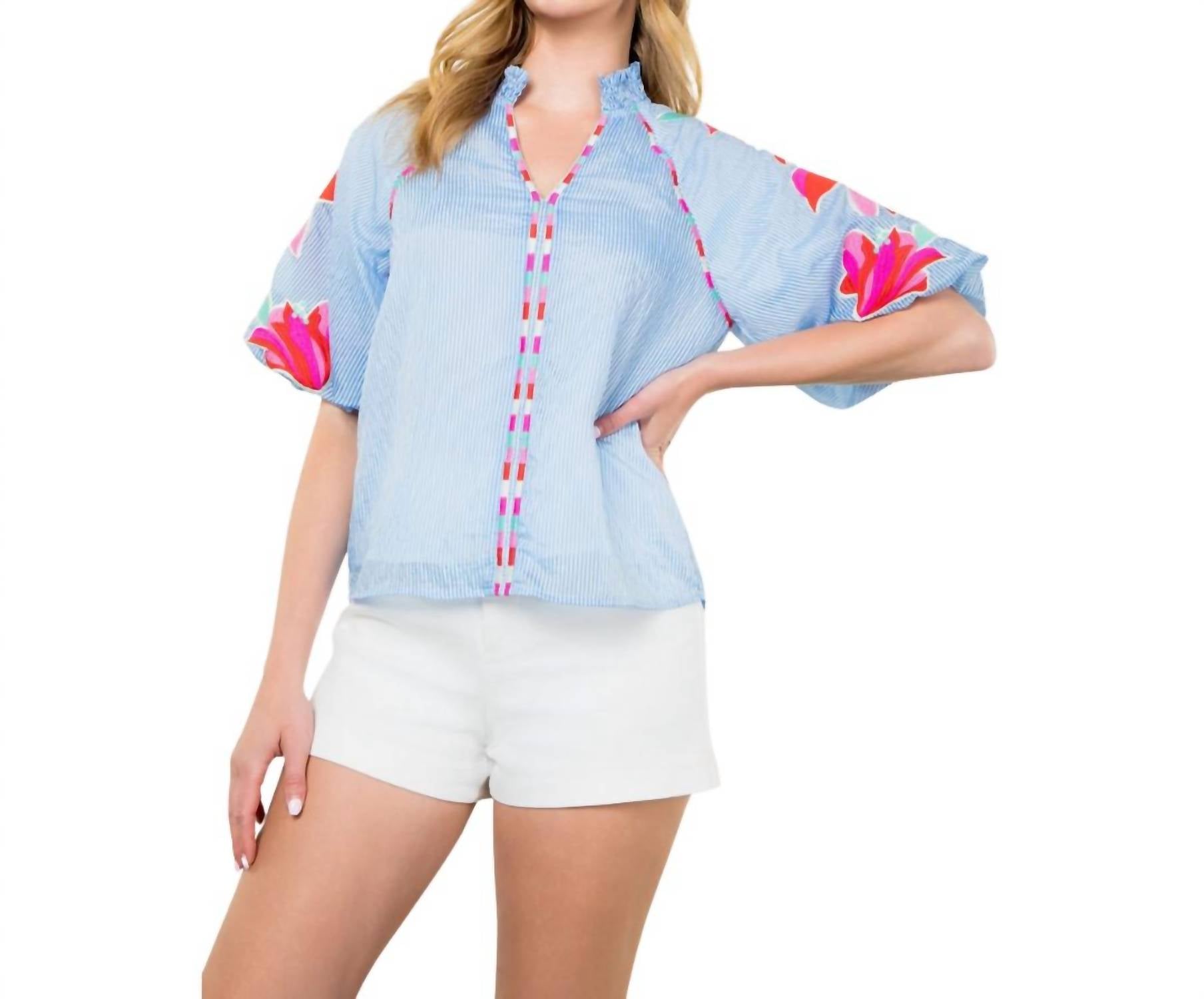 Thml - Embroidered Puff Sleeve Top