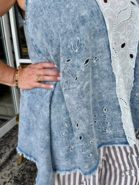Pol - Go With The Flow Chambray Oversized Tank Top