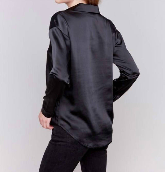 Charlie B - Solid Satin Button-down Shirt