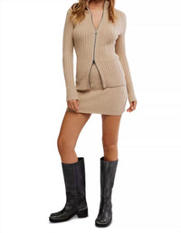 Free People Eliza Cable Knit Sweater And Skirt Set in smooth stone - women's sweater - view 5