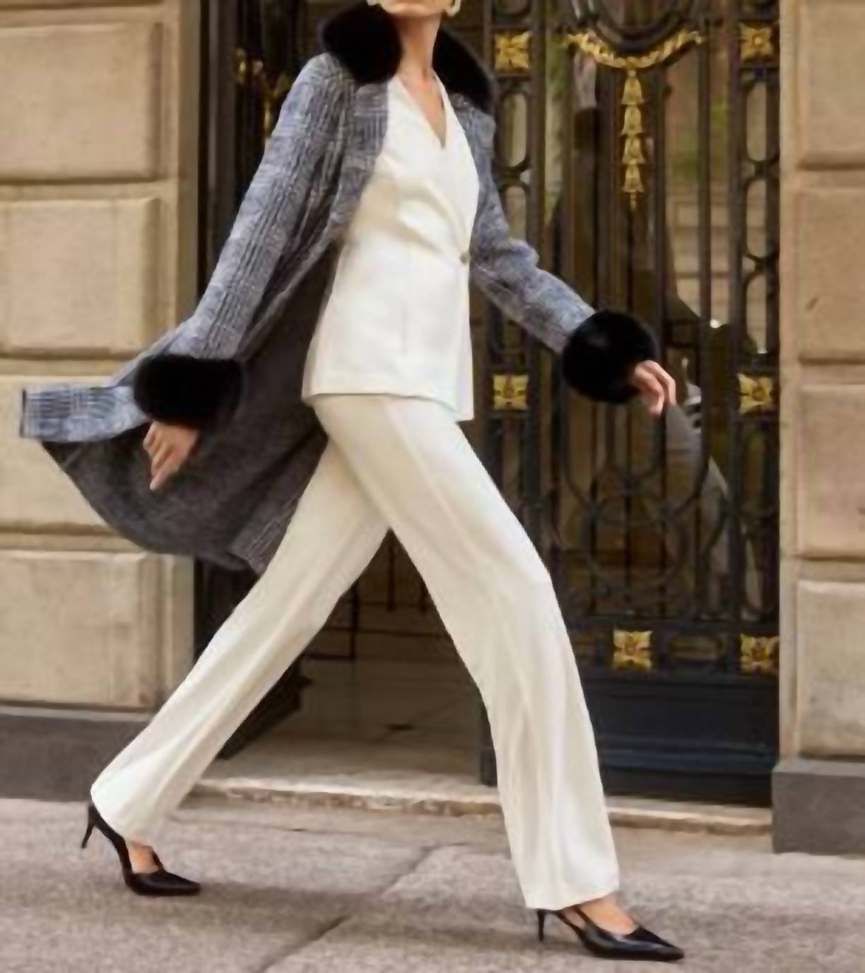 Joseph Ribkoff - Plaid Long Blazer Coat