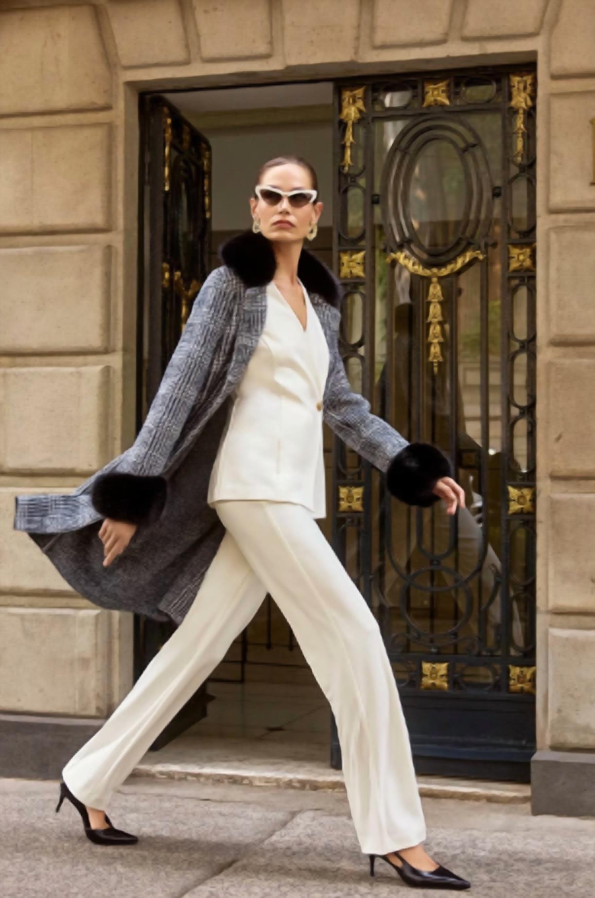 Joseph Ribkoff - Plaid Long Blazer Coat