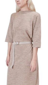 LAUREN MANOOGIAN Raw Leather Buckle Belt in gris - women's accessory - detail view