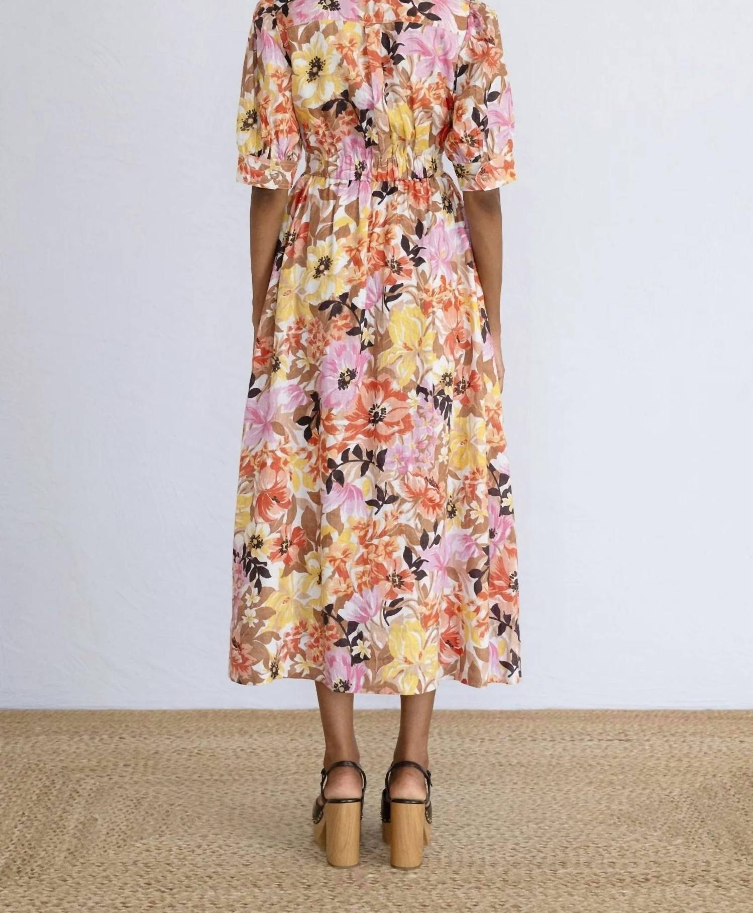 BANJANAN Daffodil Dress in bouquet antique - women's dress - alternate view