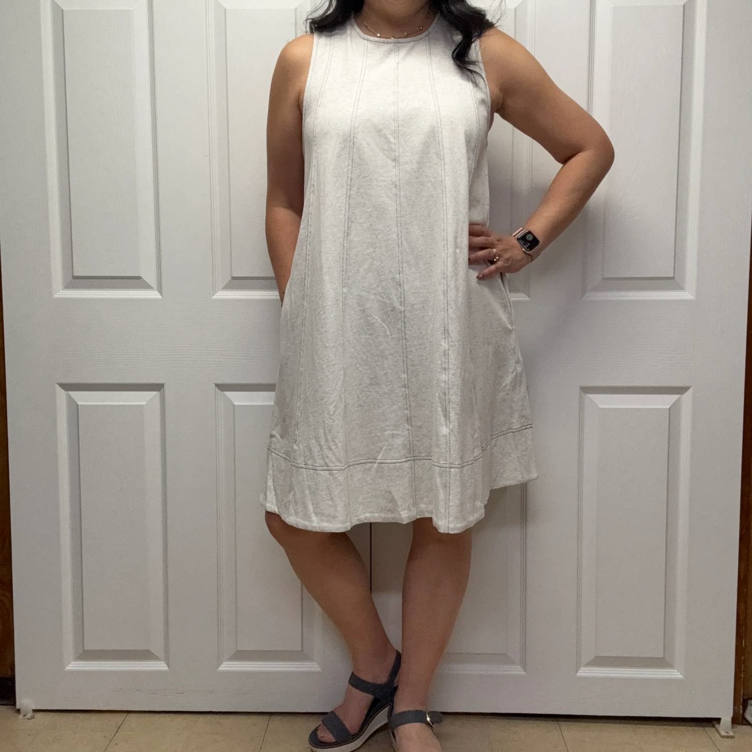 Jade By Jane - Denim-Like Sleeveless Shirt Dress