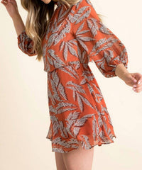 Thml - Amberliss Leaf Print High-Neck Dress