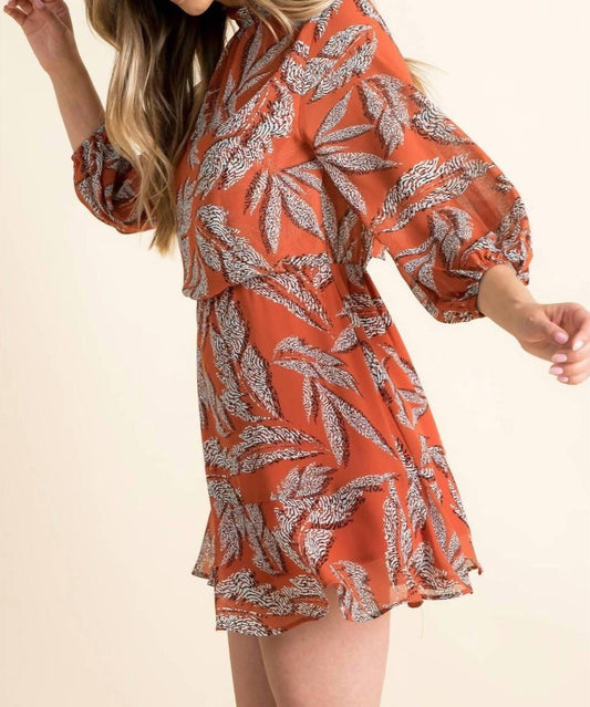 Thml - Amberliss Leaf Print High-Neck Dress