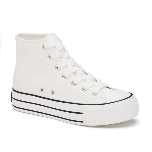 Andrea - Women's Canvas Sneaker Boots With Platform