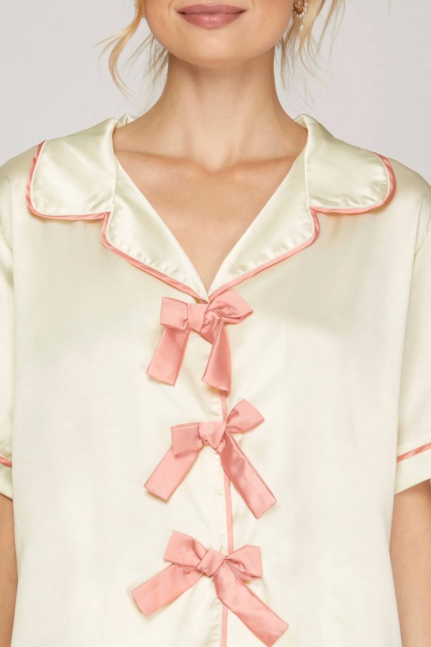 She + Sky - Satin Short Sleeve Pajama Set