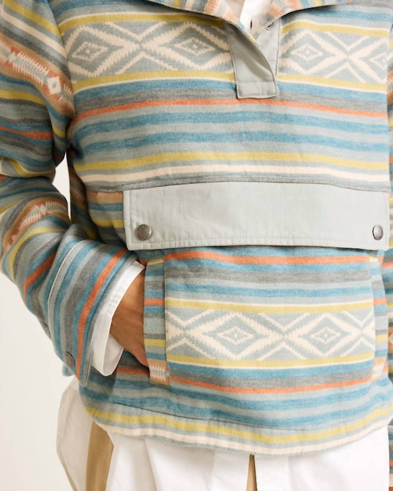 PENDLETON Double Soft Half Snap Pullover in blue - women's long sleeve top - view 4
