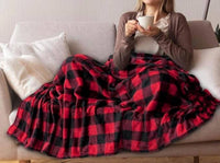 Pavilia - Buffalo Check Plaid Plush Fleece Blanket Throw