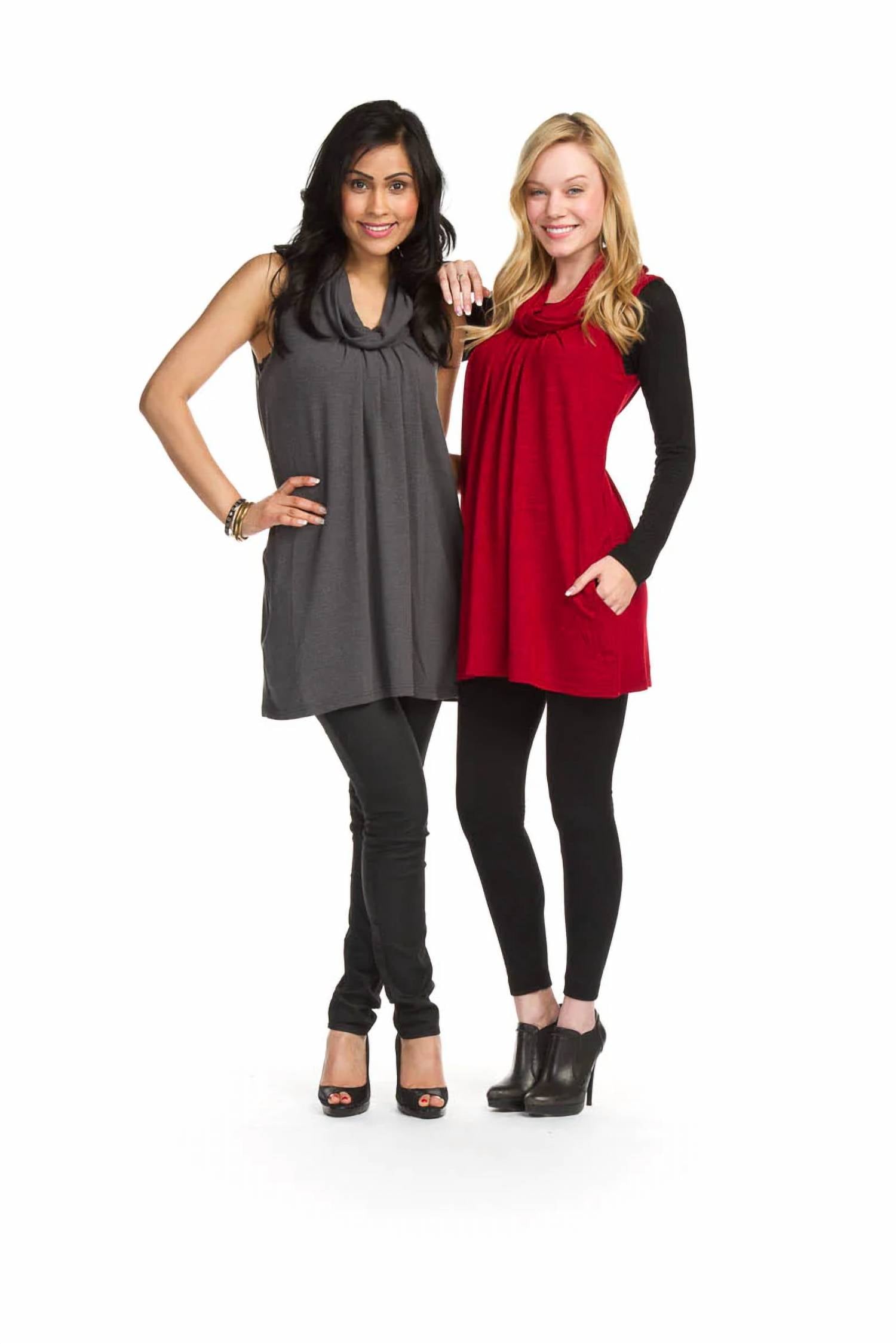Papillon - Cowl Neck Pleat Front Solid Float Dress
