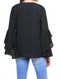 Umgee - Layered Ruffle High Low Sleeve Blouse