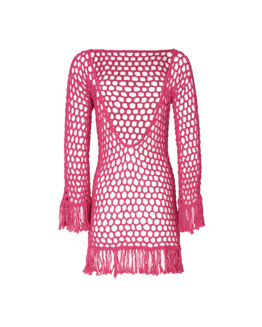 Soah - Women's Violet Crochet Mini Dress