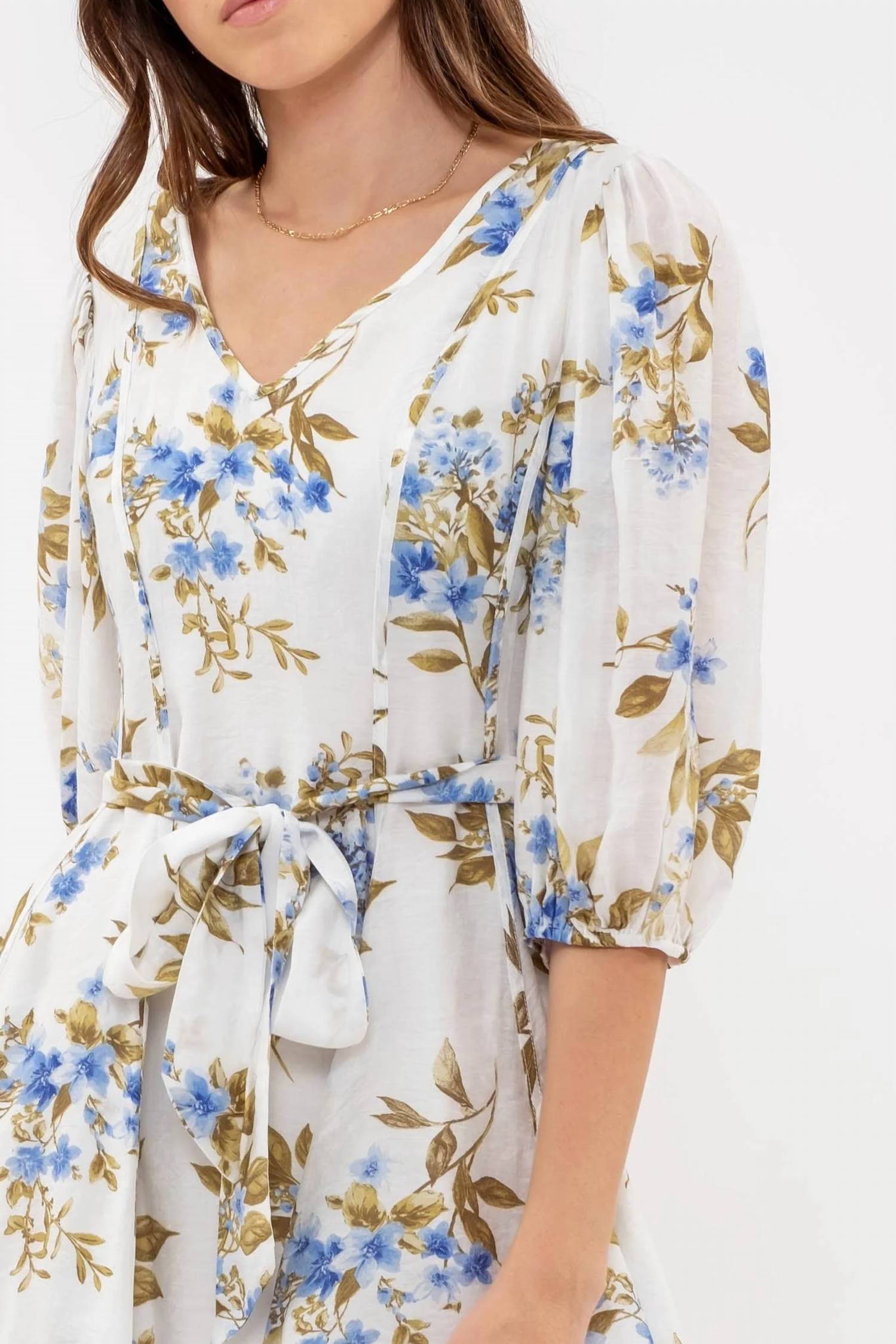 By The River - Floral Peasant Mini Dress