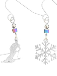 Close 2 Ur Heart - Women's Skier And Snowflake Earrings