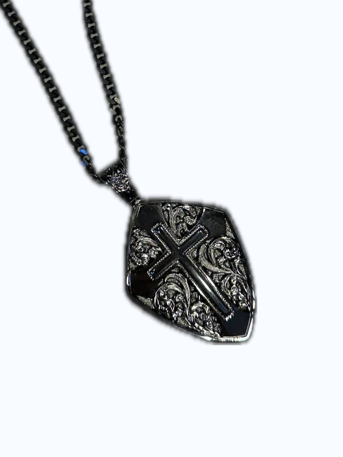 Twister Men's Shield Cross Necklace in silver - men's jewelry