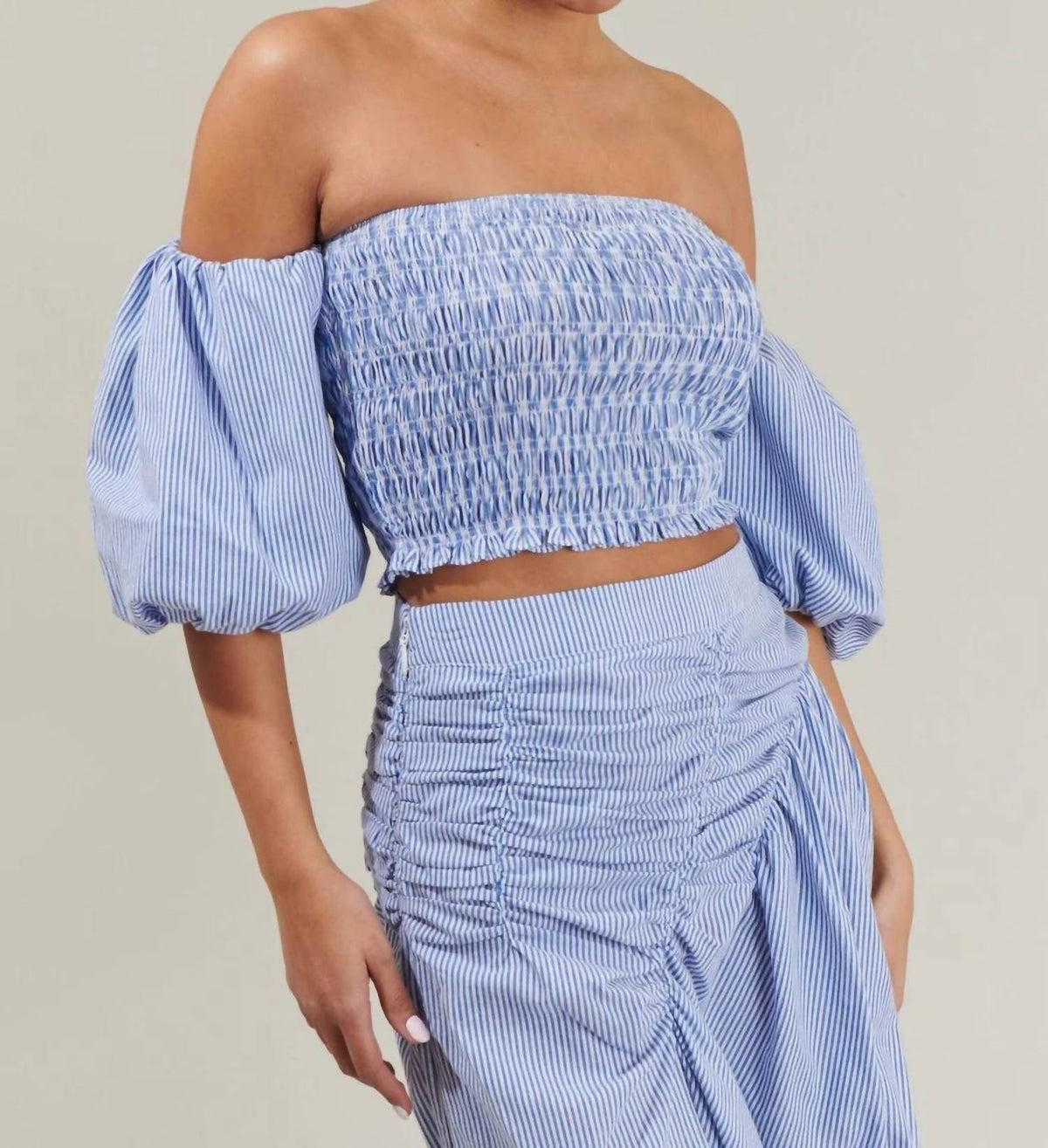 Sugarlips - Sammy Striped Elvie Smocked Cropped Top