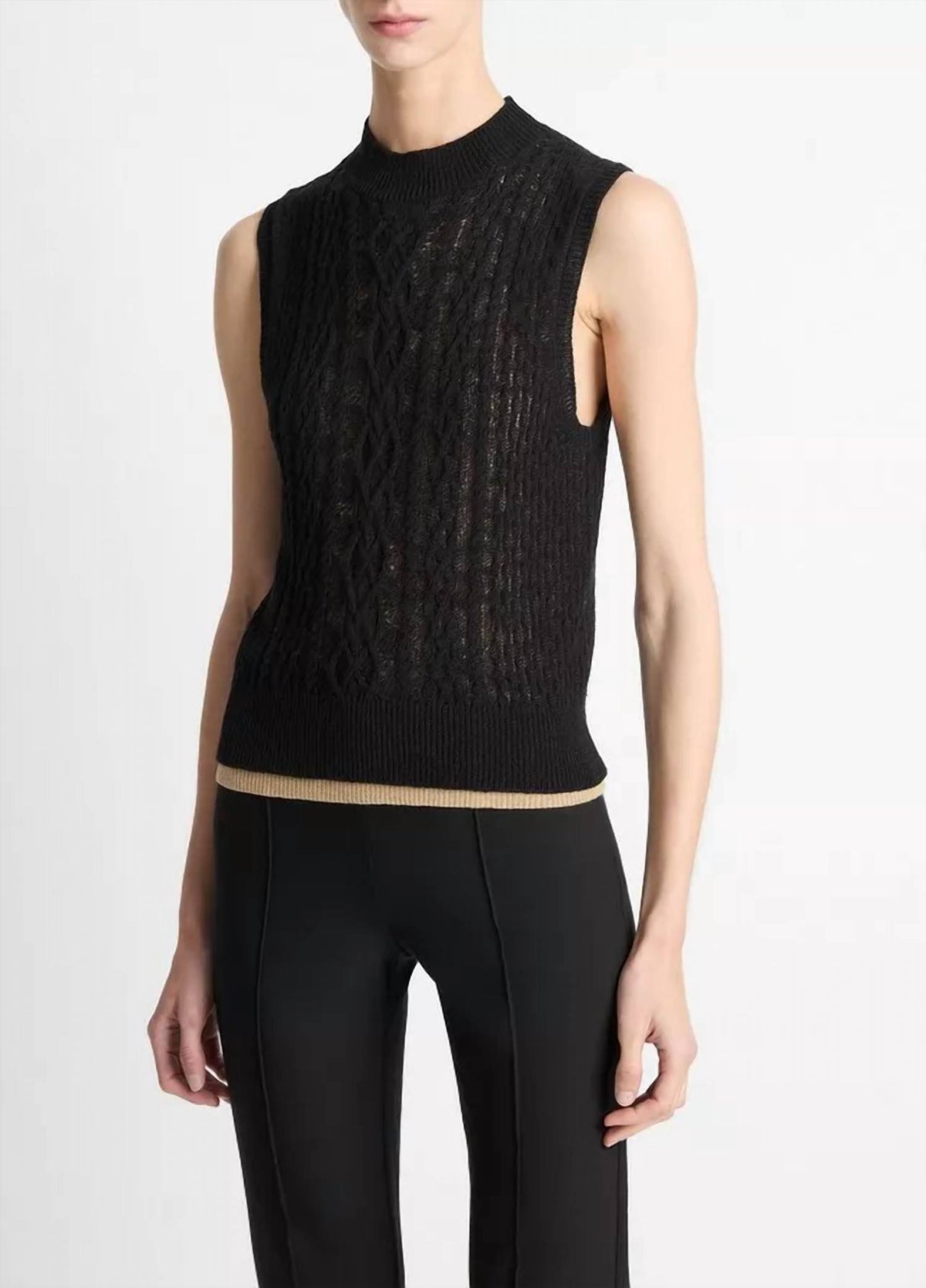 Vince - Cable Cotton-blend Double-layer Shell Top