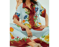 ALEMAIS Dahlia Floral Linen Shirt in blue - women's shirt