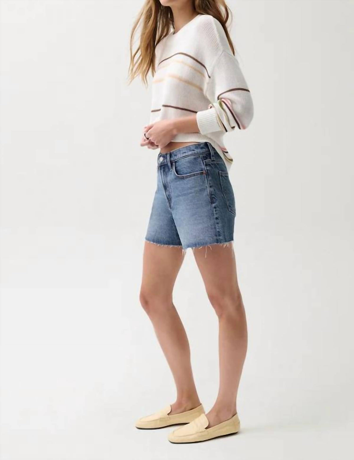 Pistola - Kennedy Relaxed Mid Rise Cut Off Jeans