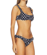 CAROLINE CONSTAS Dorit And Bikini Bottom Top Set in black and ivory polka dot - women's swimwear - detail view