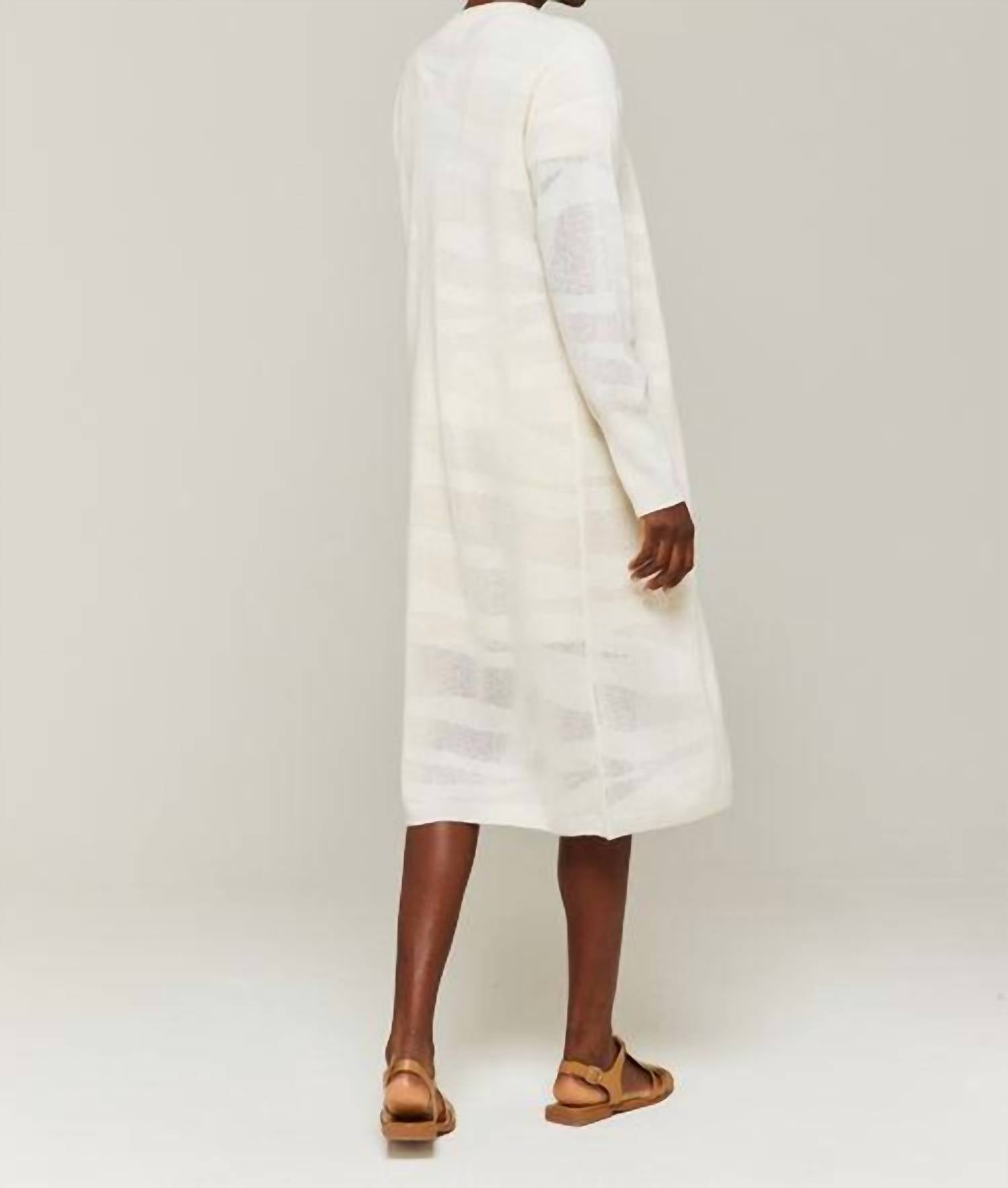 Brodie Cashmere - Pointelle Zebra Maxi Cardigan