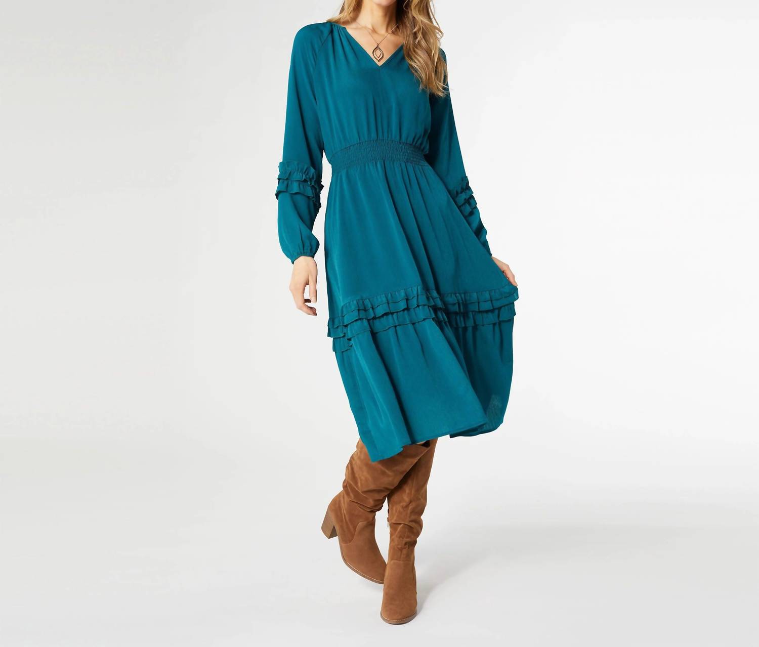 Coco + Carmen - Isabelle V-neck Tiered Ruffle Dress