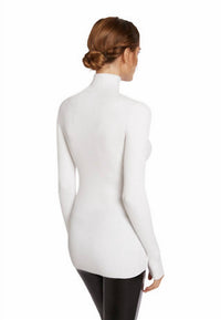 Wolford Viscose Rib Pullover in white - women's long sleeve top - detail view
