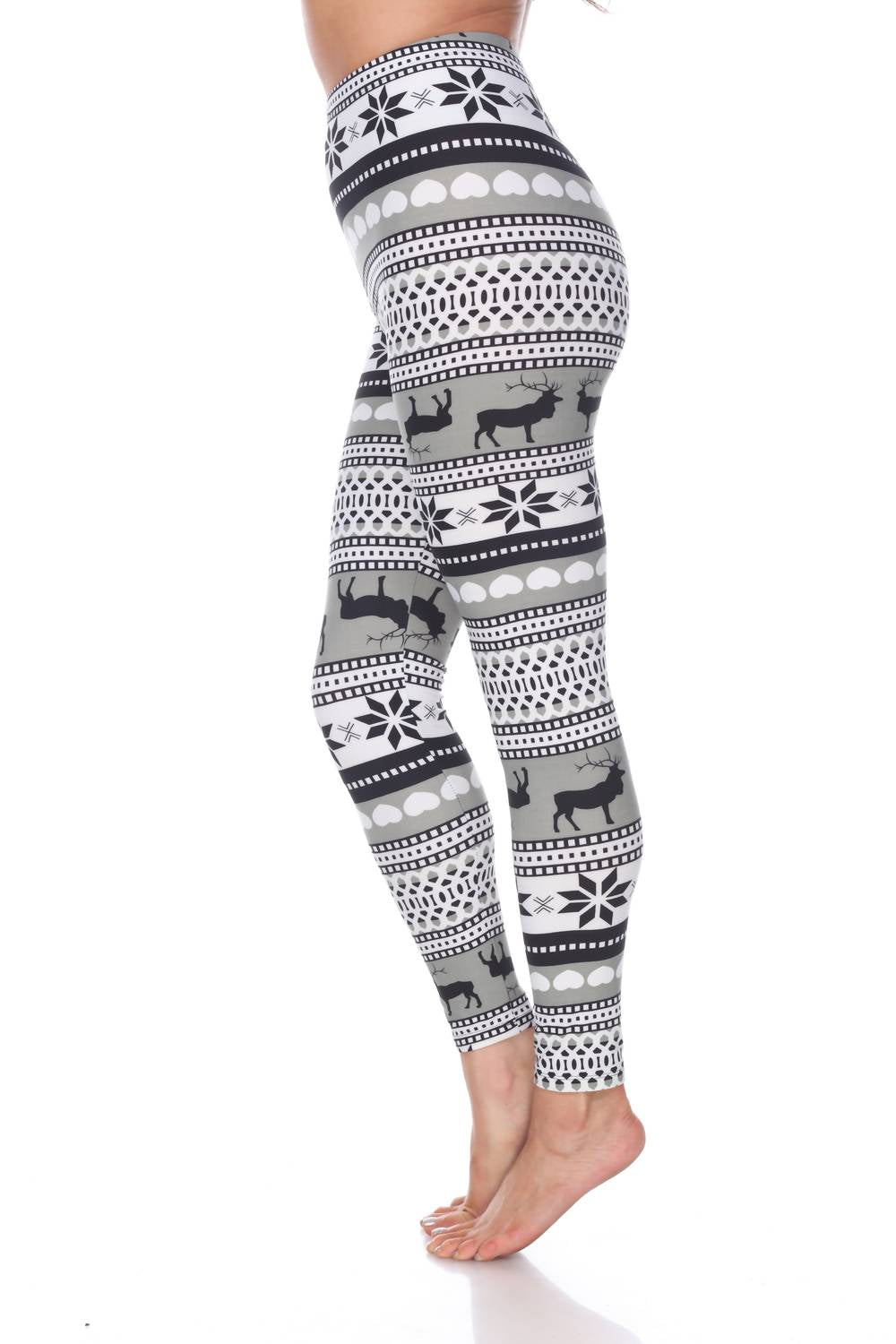 White Mark - Reindeers Printed Leggings