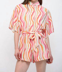 Fate - Stripe Button Down Romper