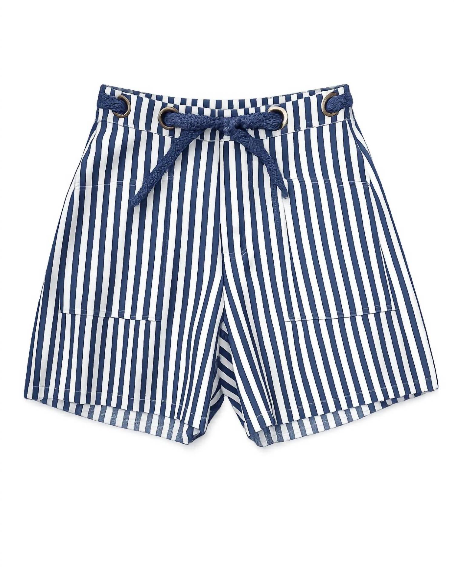 Urban Daizy - Women's Janet Striped High Rise Denim Shorts