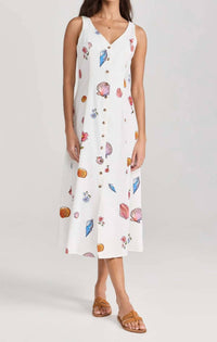 CIAO LUCIA A Line Shell Print Midi Dress in white - women's dress - detail view