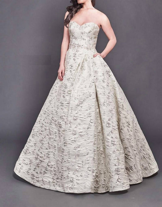 Rachel Allan - Floral Brocade Strapless Ballgown
