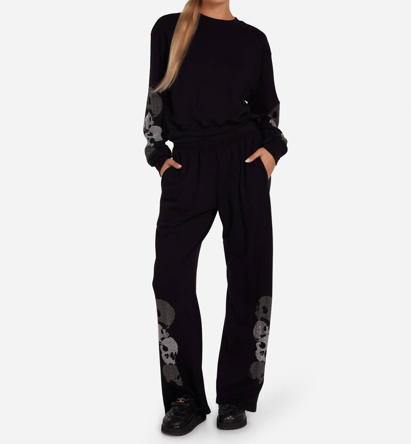 Lauren Moshi - Spalding Stud Skulls Crewneck Sweatshirt