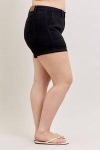 Judy Blue High Waist Aurora Weekender Double Rolled Cuff Denim Short in black - women's shorts - view 6