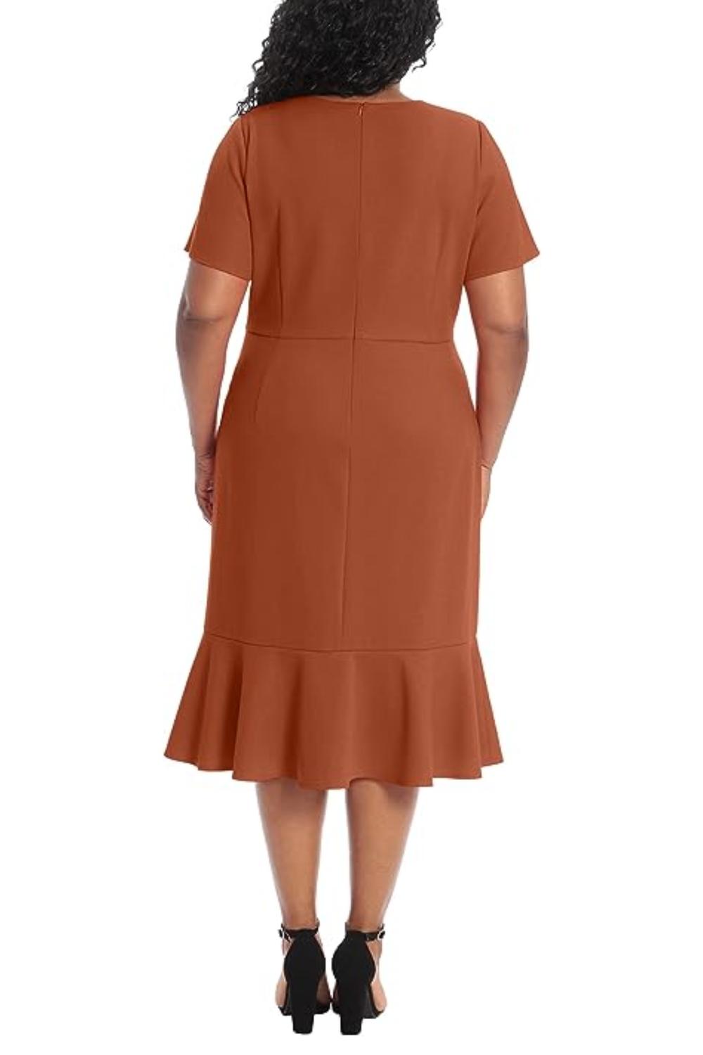 London Times - Twist Waist Ruffle Skirt Sheath Dress