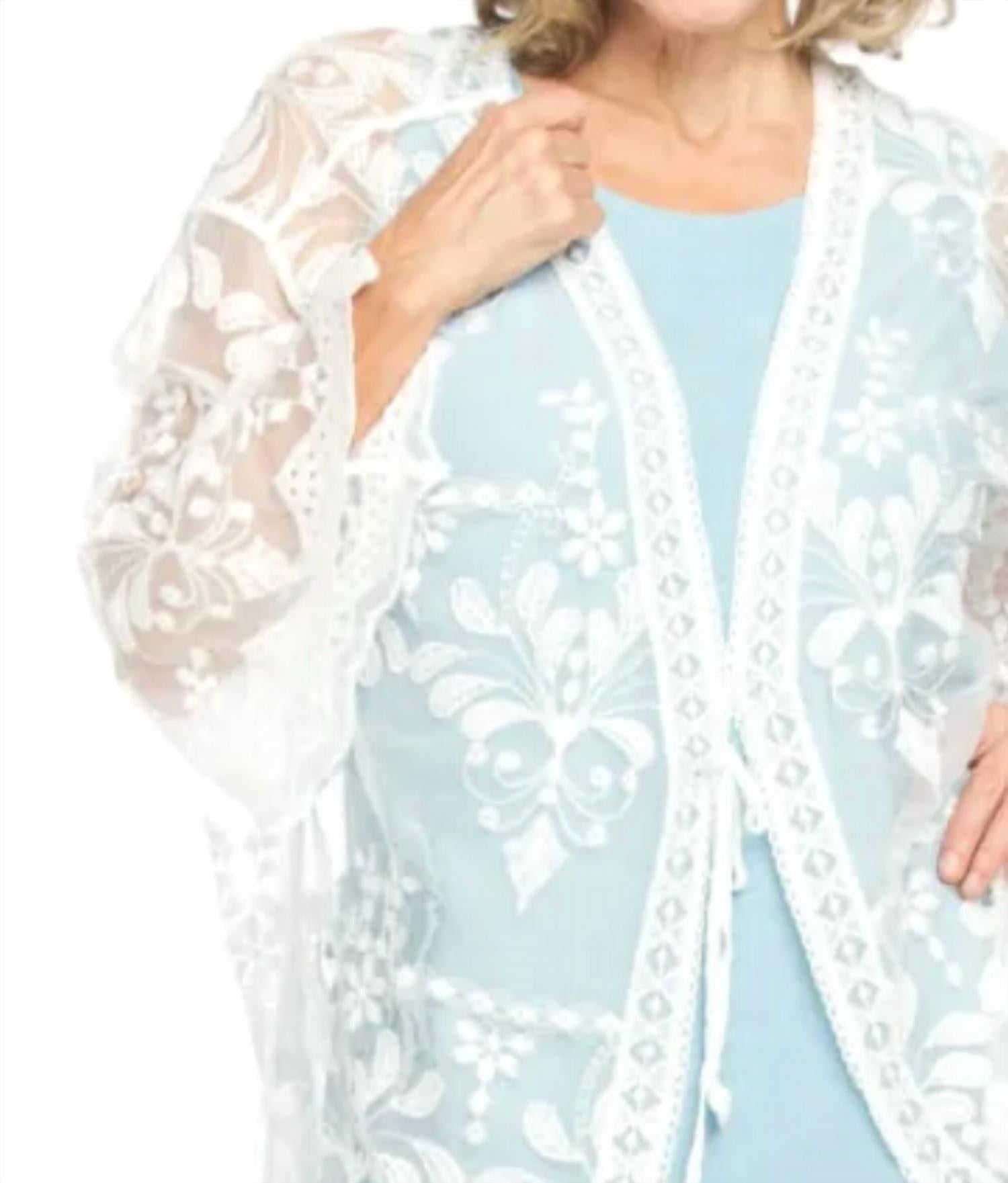 Papillon - Floral Embroidered Cover Up With Tie