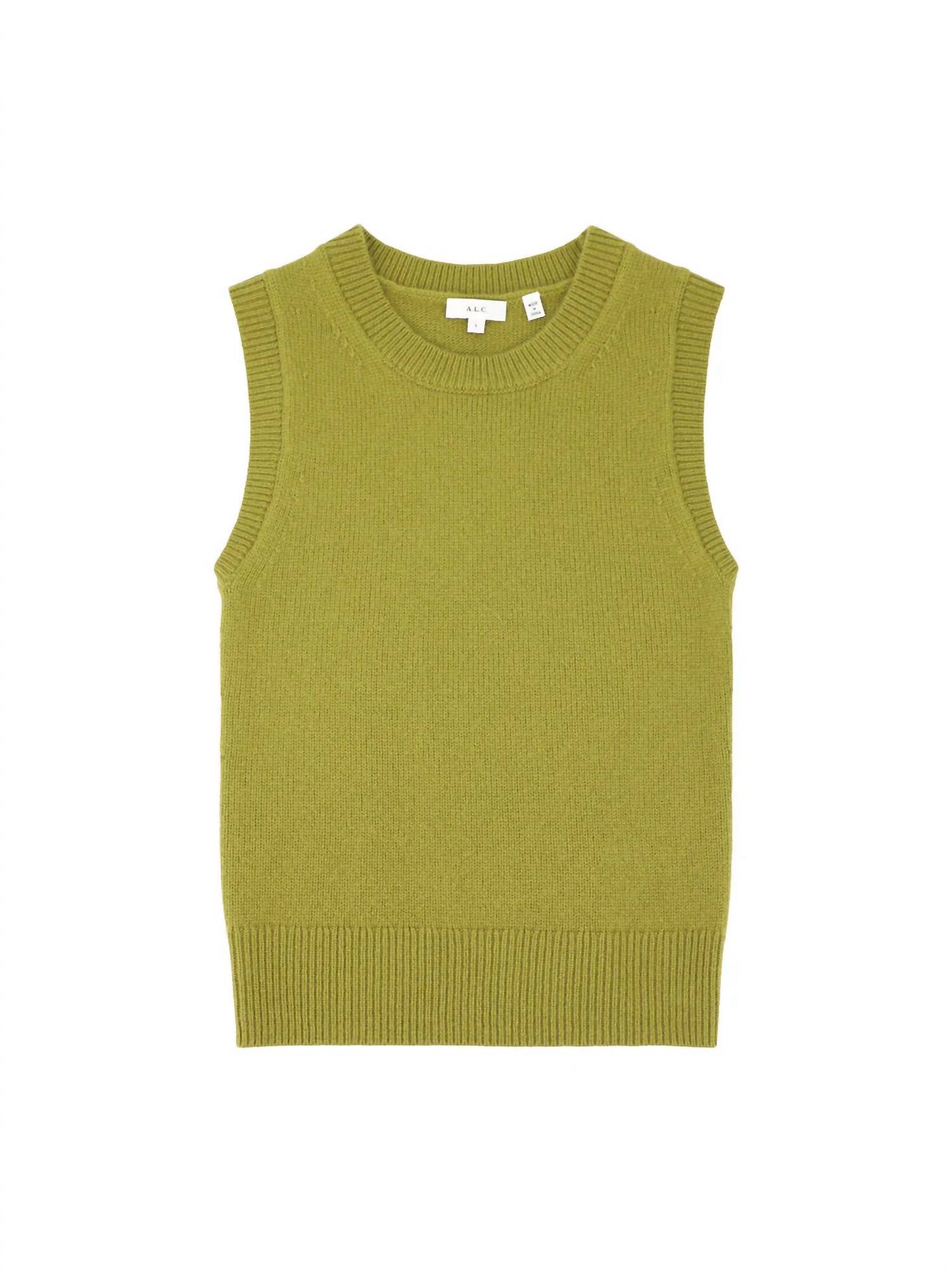 A.L.C. Ian Sleeveless Cashmere Top in loden - women's tank top - detail view
