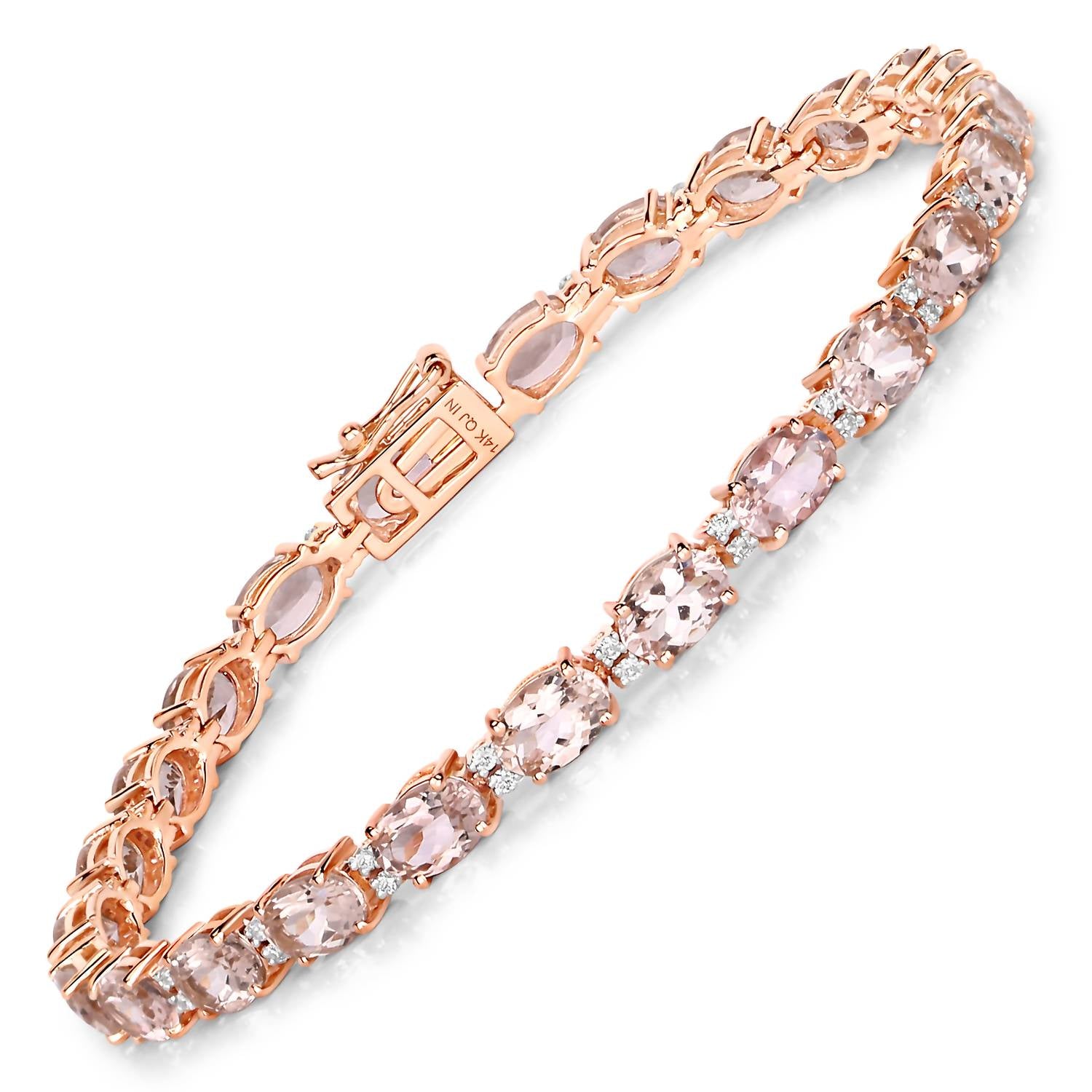 Diana M Jewels Women's Oval Natural Morganite Bracelet (8.95 Ct) - Elegant Plus in 14k rose gold - women's jewelry