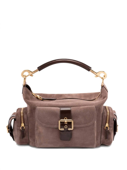 Chloe - Women's Medium Camera Suede Shoulder Bag