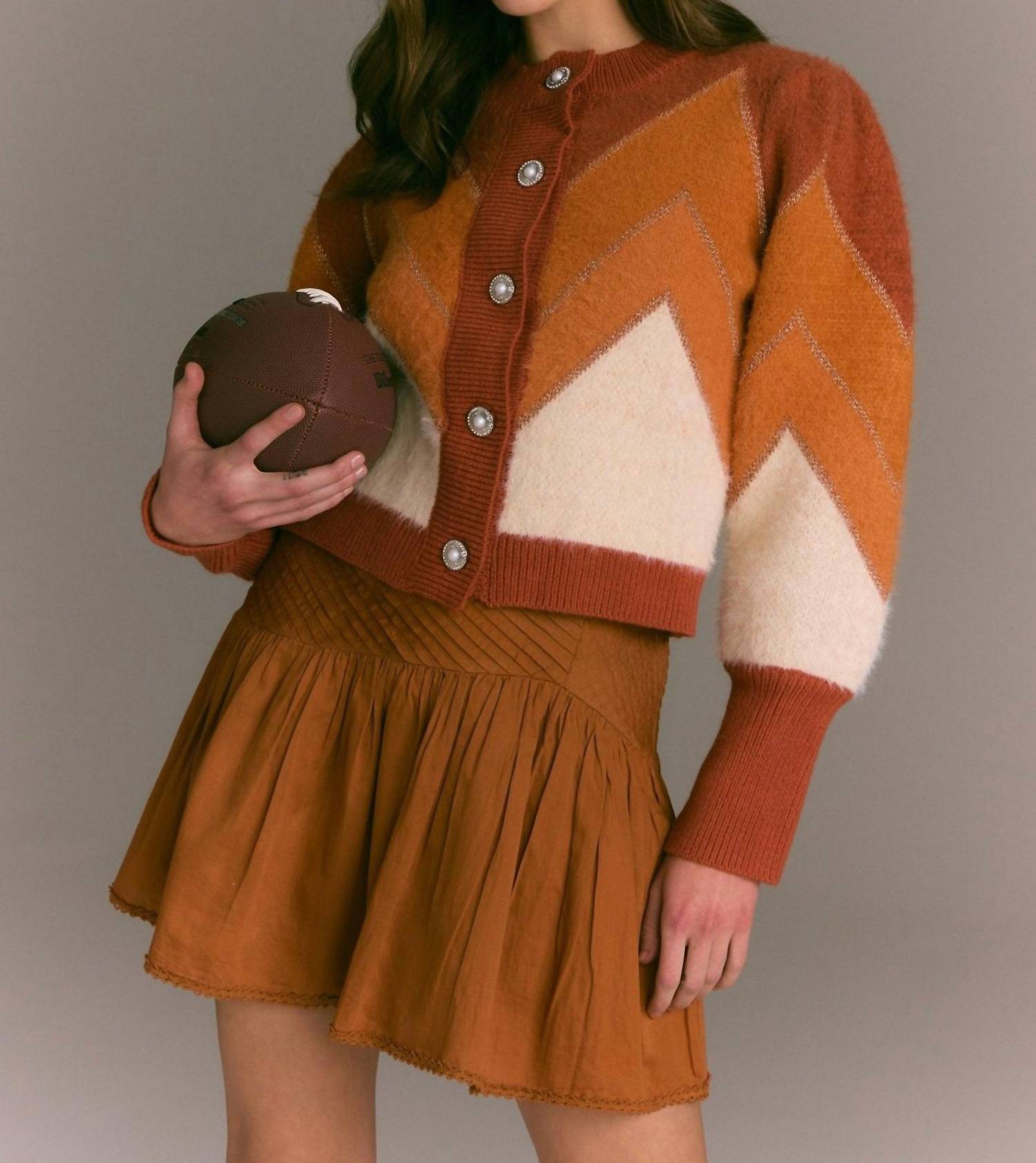 Allison New York - Fuzzy Chevron Cardigan