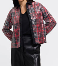 Foxcroft - Marina Sequined Long Sleeve Short Shirt