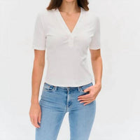 Six/Fifty - Miko Button Trim Tee