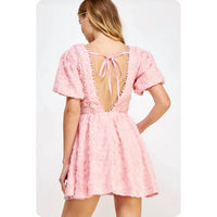 Strut & Bolt Women's Peony Floral Mini Dress in pink - women's dress - detail view