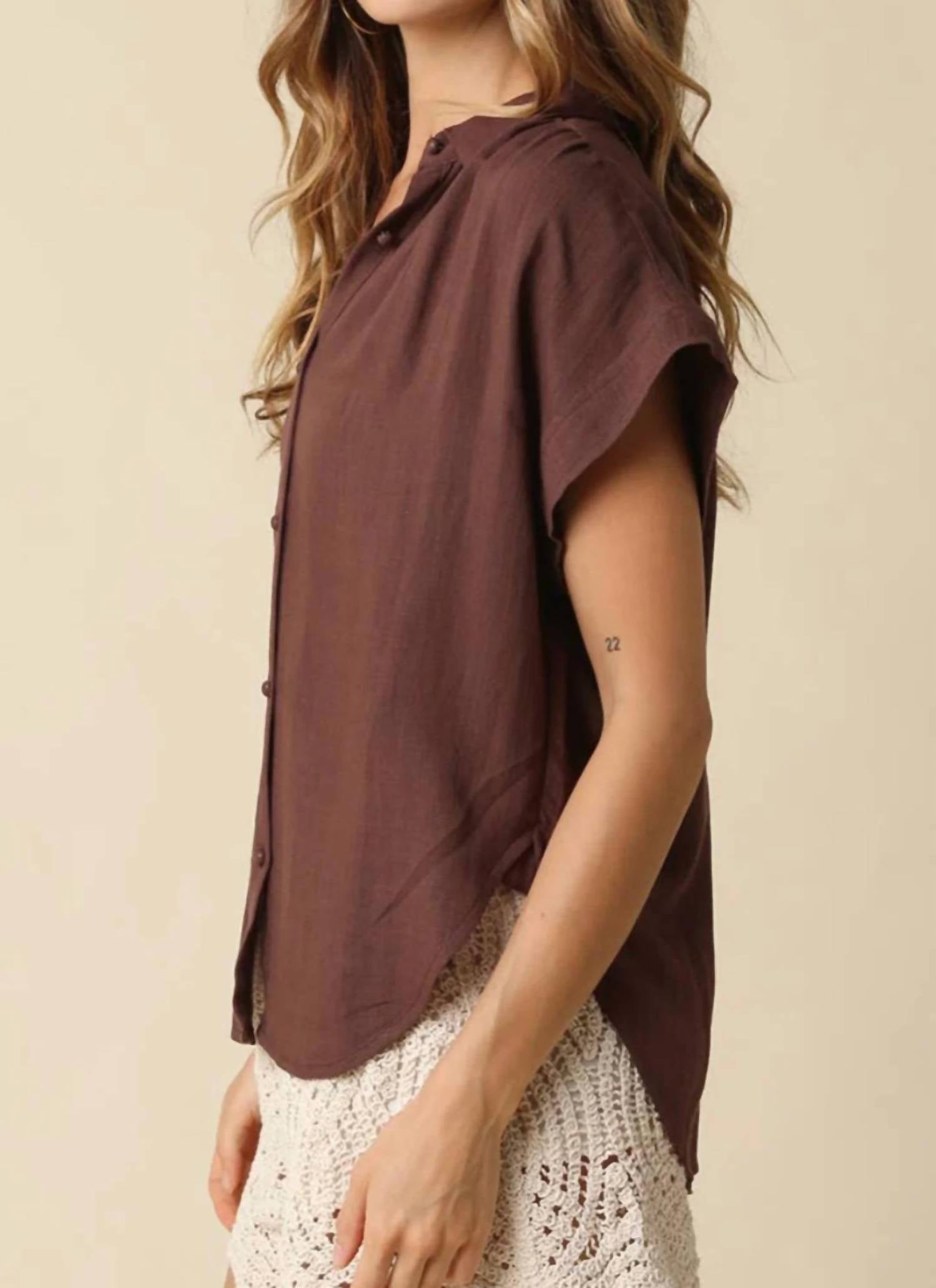 Olivaceous - Flutter Sleeve Blouse
