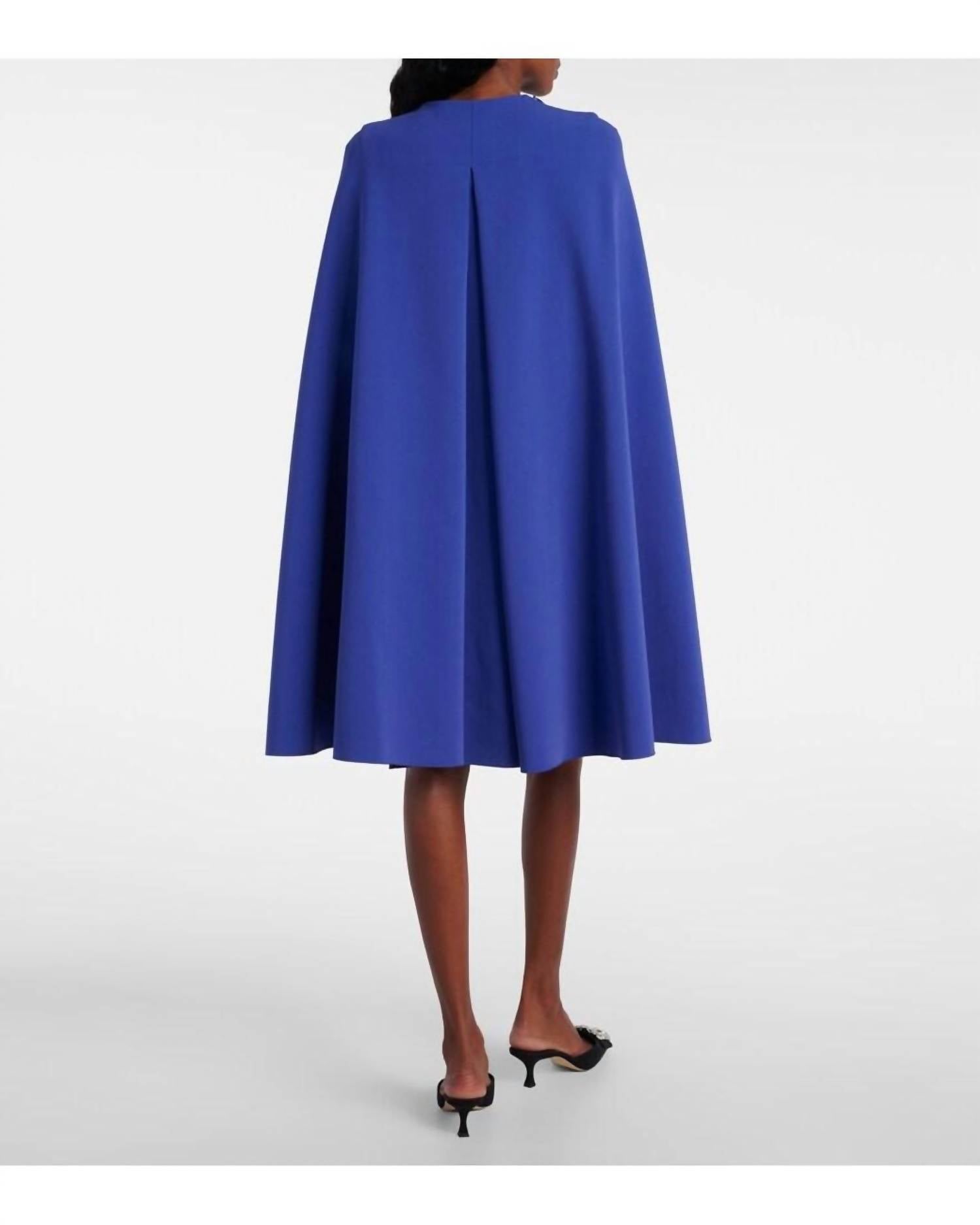 Roksanda Twiggy Cropped Crepe Mini Cape Dress in marine - women's dress - detail view