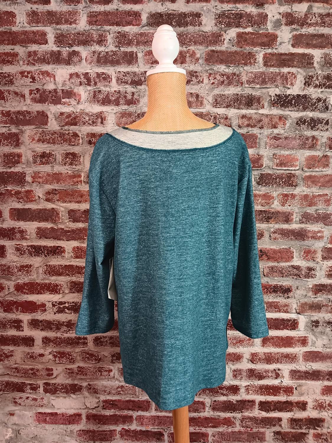 Multiples - Women's 3/4 Sleeve Faux Button Pull On Top