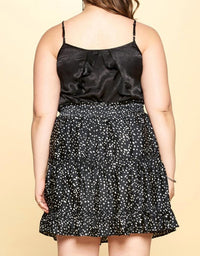 Oddi - Satin Tiered Mini Skirt - Plus